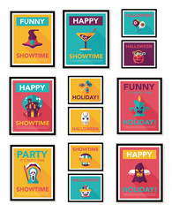 Halloween poster banner design flat background set, eps10