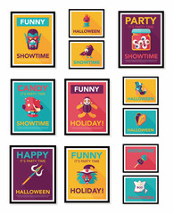 Halloween poster banner design flat background set, eps10