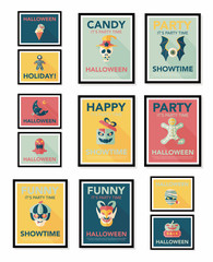 Halloween poster banner design flat background set, eps10