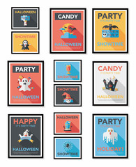 Halloween poster banner design flat background set, eps10