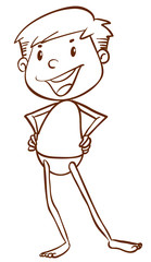 A plain sketch of a boy going to the beach