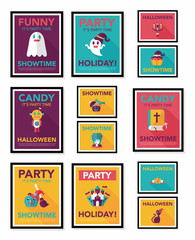 Halloween poster banner design flat background set, eps10