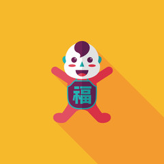 Chinese New Year flat icon with long shadow,eps10, Maitreya doll