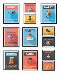 Naklejka premium Halloween poster banner design flat background set, eps10