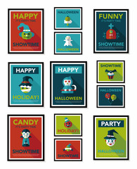 Halloween poster banner design flat background set, eps10