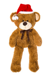 Teddy Bär isoliert als Santa Claus oder Weihnachtsmann