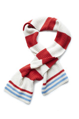 Red and white scarf on white background