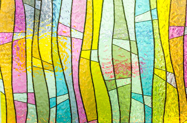 Multicolored stained glass church window portrait orientation