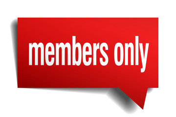 members only red 3d realistic paper speech bubble