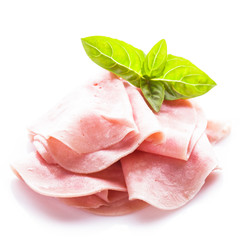 Ham slices isolated