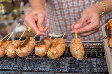 Bratwurst sausages on grill ソーセージ