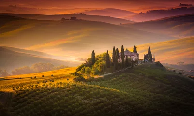 Foto op Plexiglas Toscane zonsopkomst