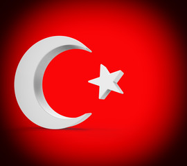 Obraz premium Turkish Flag, 3d moon and star