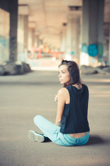 young beautiful brunette straight hair woman