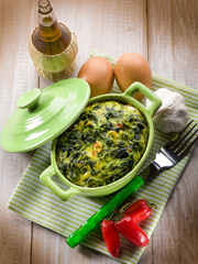 vegetarian pie with spinach and turnip top