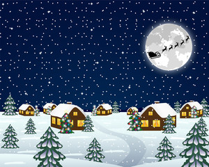 Fototapeta premium Landscape in the Christmas night