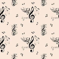 Seamless Pattern with music notes