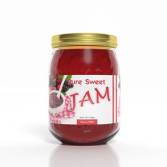 3D jam glass jar isolated on white