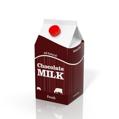 3D choco milk carton box isolated on white