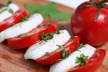 Fresh tomato mozzarella salad caprese