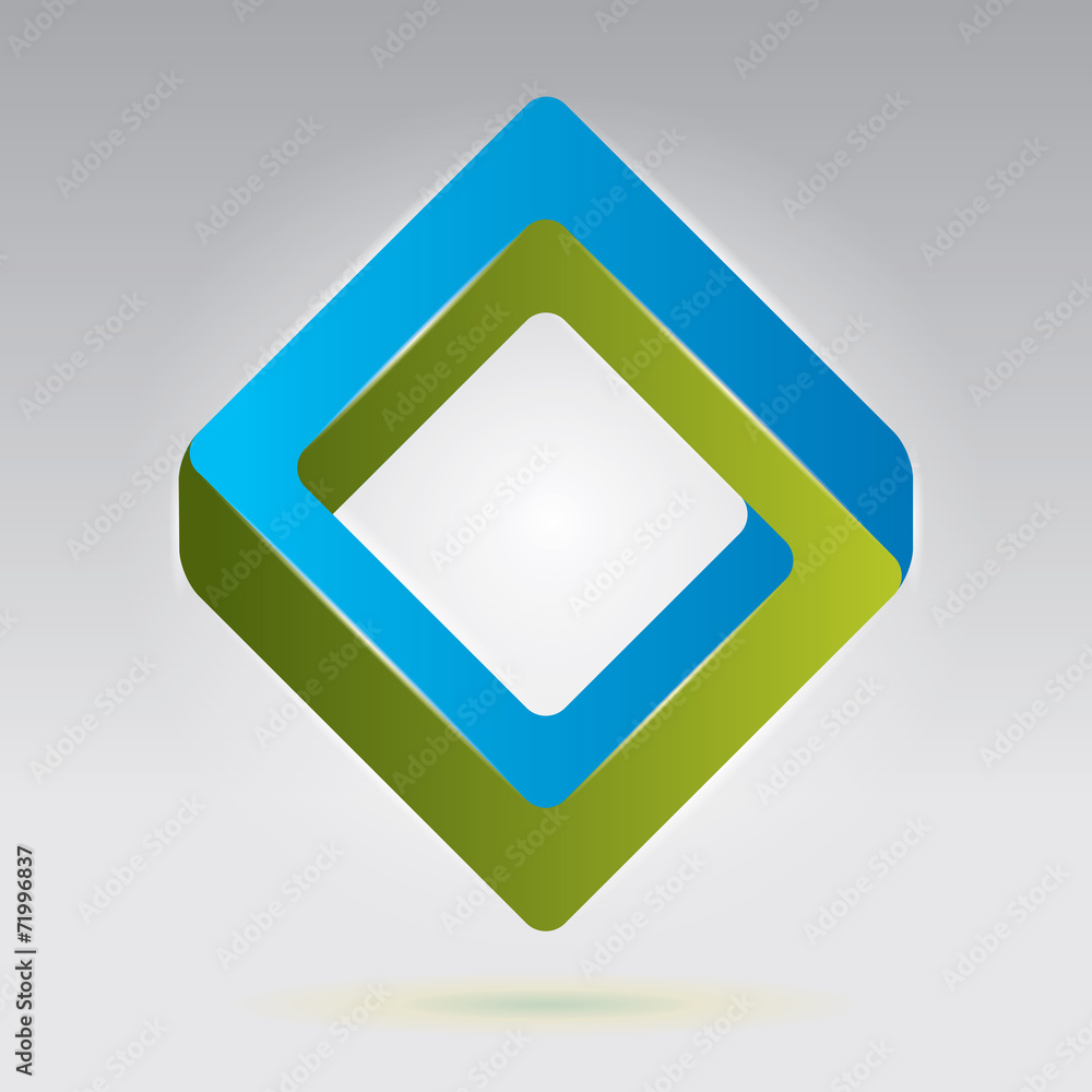 Poster impossible figure, vector rhombus, abstract vector objects