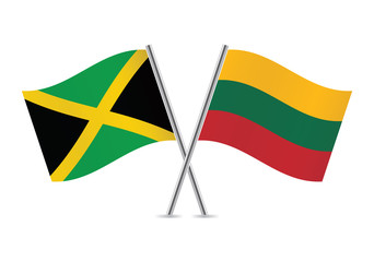 Jamaican and Lithuanian flags. Vector illustration.