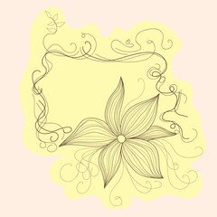 Frame with flower and leaves, hand draw