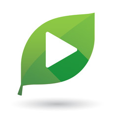 Green leaf icon with a play sign