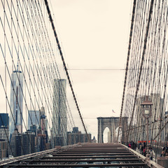 Manhatan Skyline from the Brooklyn Bridge - obrazy, fototapety, plakaty