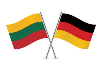 German and Lithuanian flags. Vector illustration.