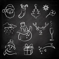 Doodle Set Kreidetafel - Weihnachten