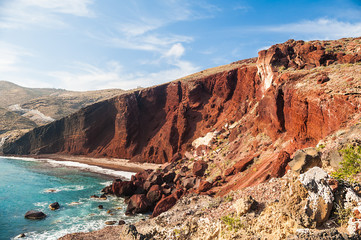 Fototapeta na wymiar View of the seacoast and the beautiful Red beach