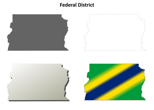Federal District blank outline map set