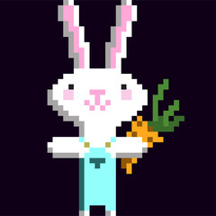 Obraz premium 8 bit pixel funny rabbit pattern