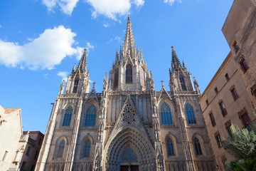 Fototapeta na wymiar Facade Cathedral of Holy Cross and Saint Eulalia, Barcelona