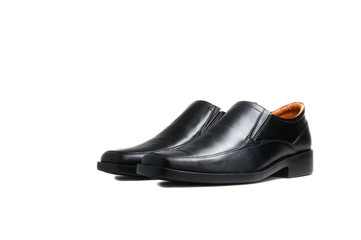 Black glossy man shoe isolated