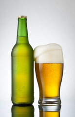 Beer in glass and bottle ready for branding