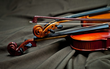 Classic music violin vintage close up