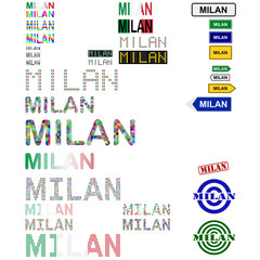 Milan (Milano) text design set