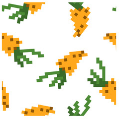 8 bit carrot vector seamless pattern