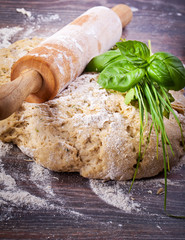 Bread dough with italian herbs