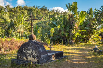The cemetery of past pirates at St. Mary Island, Madagscar