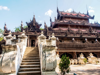 Shwenandaw monastery or golden palace in Mandalay, Myanmar