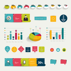 Collection of colorful flat infographic elements.