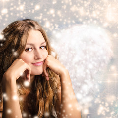 Merry Christmas: Female Angel with stars and snowflakes :)