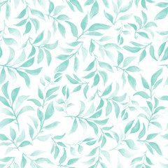 watercolor seamless pattern with leafs and branches - 72008695