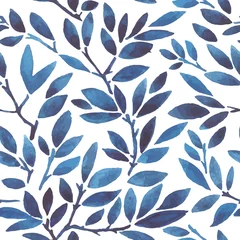 Behang Aquarel bladerprint aquarel naadloze patroon bladeren