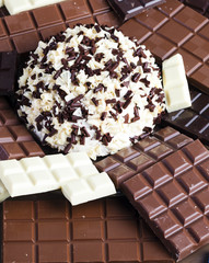 still life of chocolate with chocolate cake