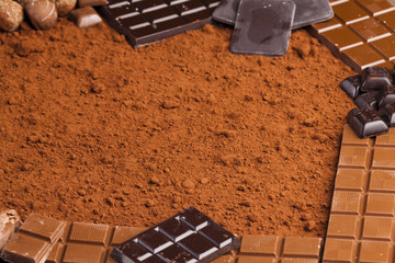 still life of chocolate in cocoa