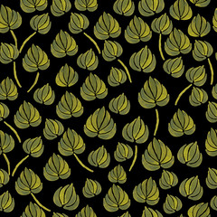 watercolor lily flower leaf seamless pattern